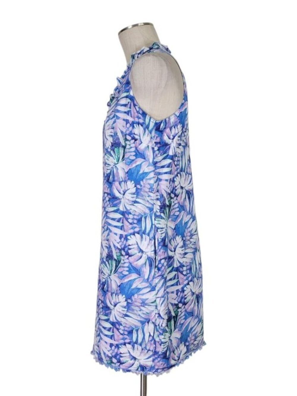 Tommy Bahama Linen Shift Dress Size S Sleeveless Pockets All Over Palm Leaves - Picture 4 of 10